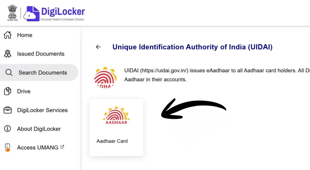 Accessing e-Aadhaar via DigiLocker