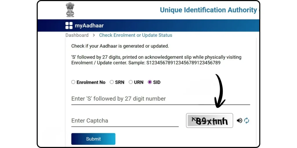 aadhaar enrollment and update status